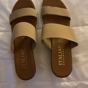 Italian Shoemakers Beige Slide Sandals